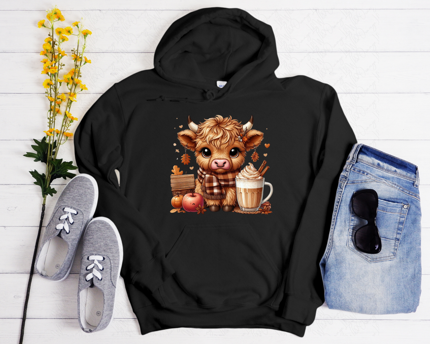 Cute Cow and Coffee Fall Hoodie