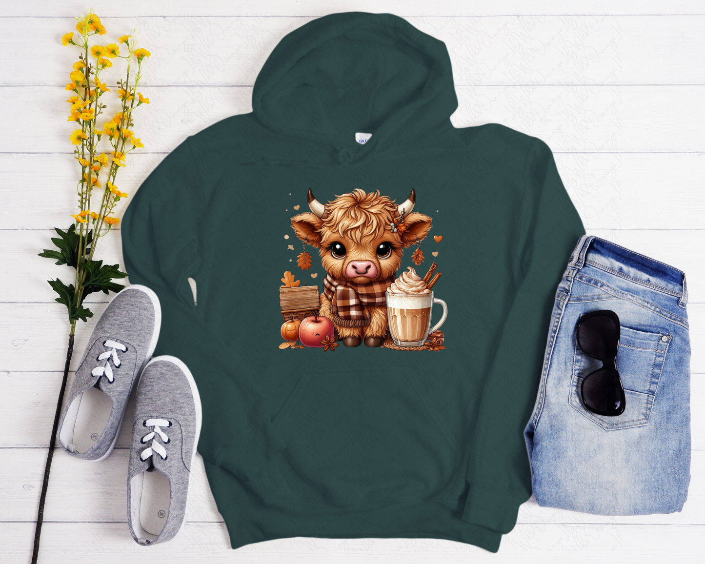 Cute Cow and Coffee Fall Hoodie