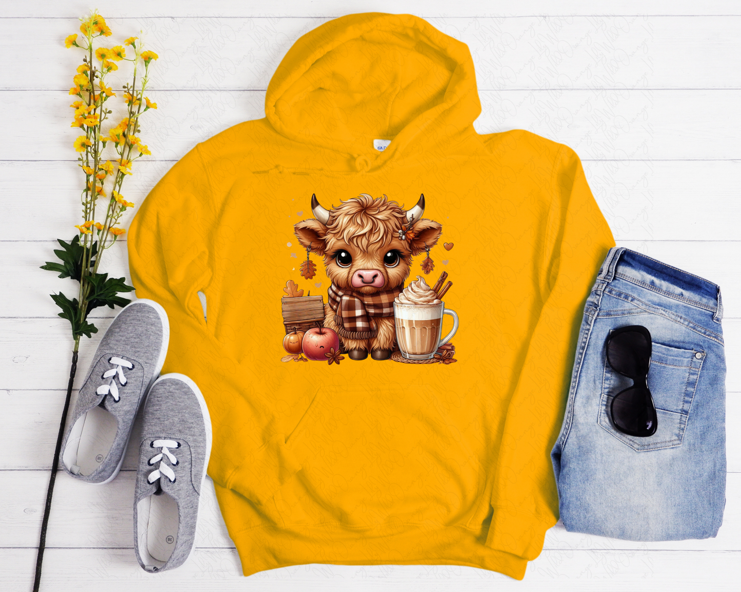 Cute Cow and Coffee Fall Hoodie