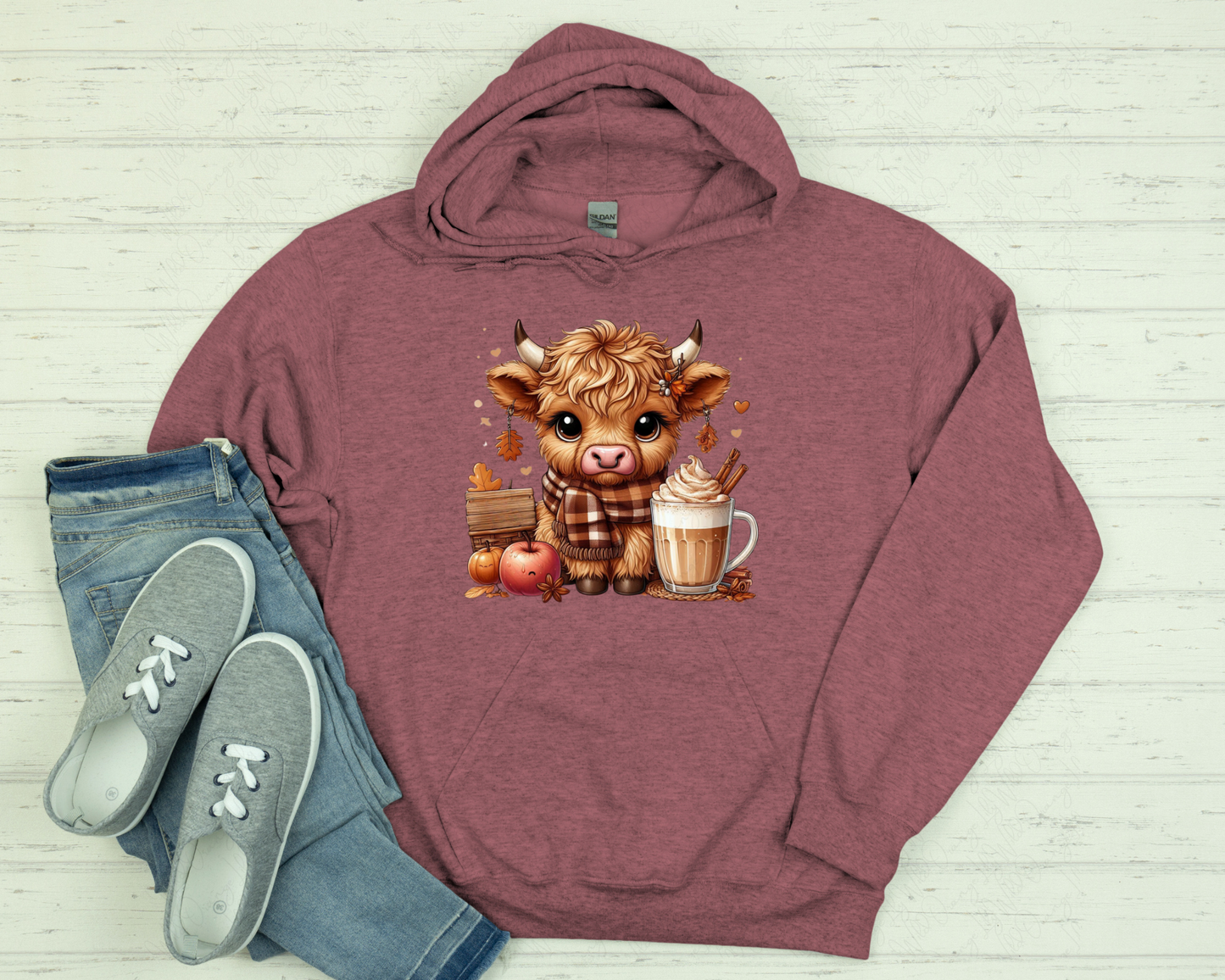 Cute Cow and Coffee Fall Hoodie