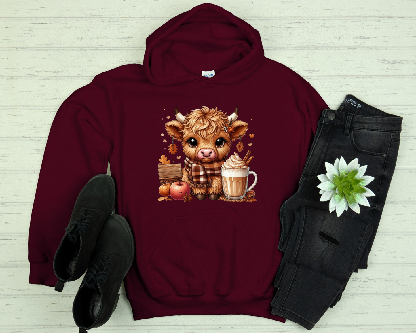 Cute Cow and Coffee Fall Hoodie