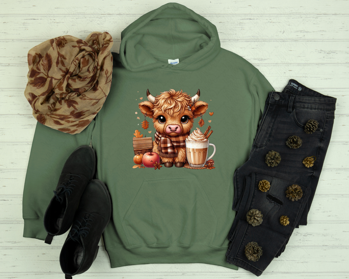 Cute Cow and Coffee Fall Hoodie
