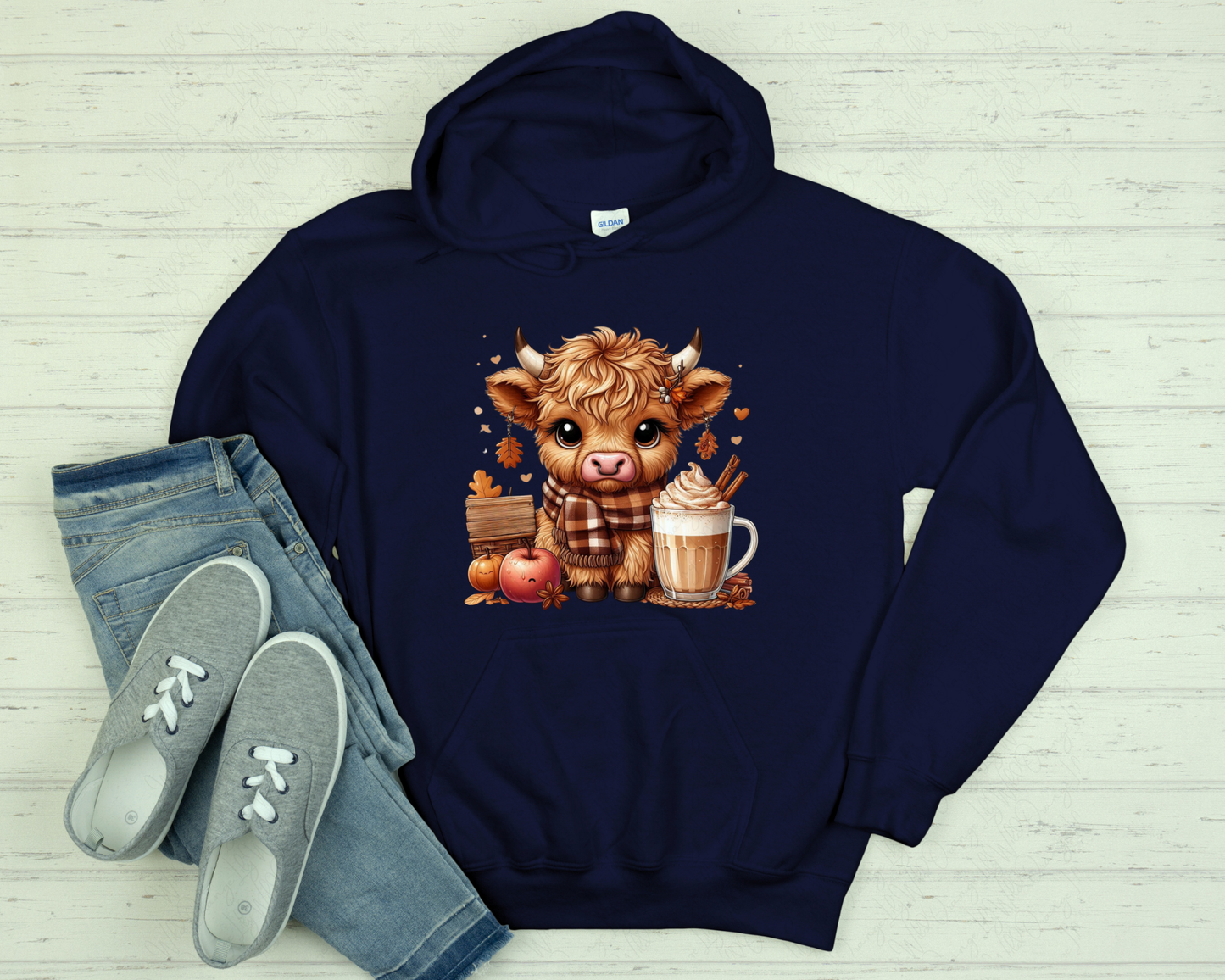 Cute Cow and Coffee Fall Hoodie