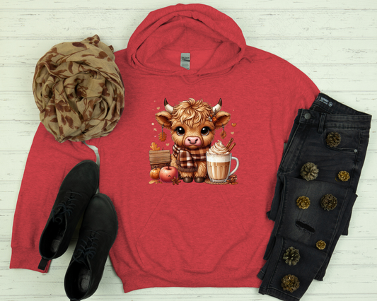 Cute Cow and Coffee Fall Hoodie